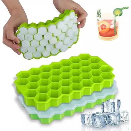 Silicone Ice Cube Tray with Lid - Image 3