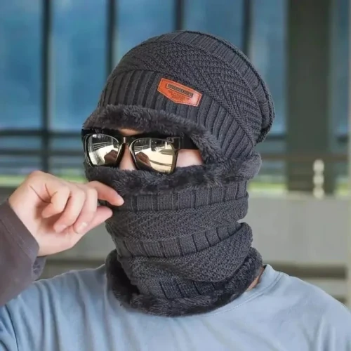 Winter Beanie Cap with Neck Warmer | Warm Knit Set - Image 3