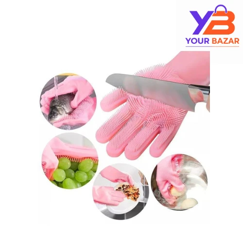 Silicone Dishwashing Gloves | Multi-Purpose Scrubbing Gloves