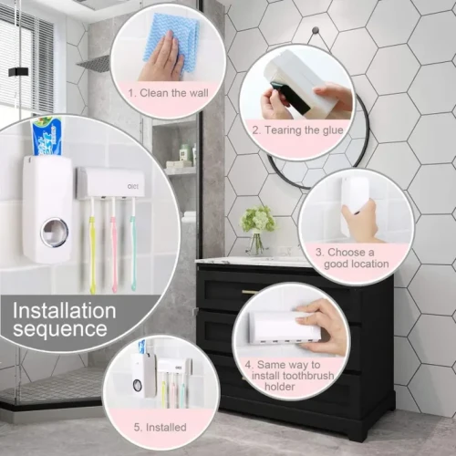 Automatic Toothpaste Dispenser & Toothbrush Holder | Wall Mount - Image 3