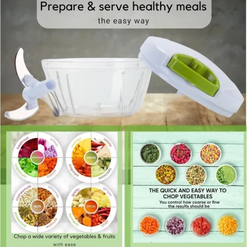 Manual Spin Chopper 300ml | Pull String Vegetable Chopper - Image 3