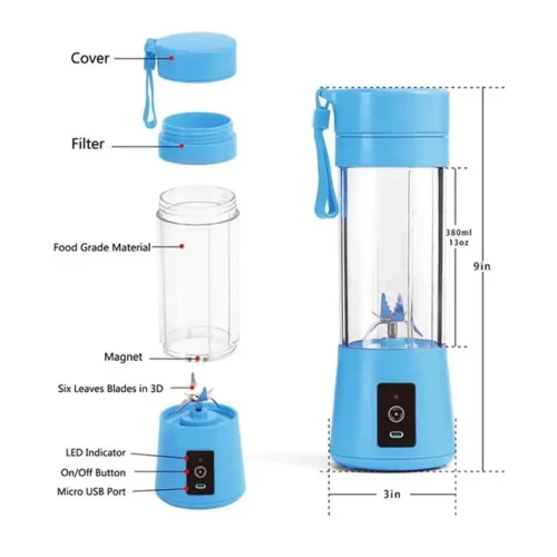 Rechargeable 6-Blade Juicer | Mini Blender Pakistan - Image 2