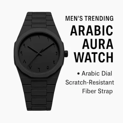 Arabic Aura Black Watch Stylish Quartz Wristwatch for Men - Image 2