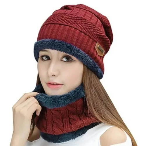 Winter Beanie Cap with Neck Warmer | Warm Knit Set - Image 2