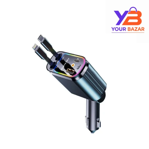 4-in-1 Retractable Car Charger Fast Charging | Your Bazar Pakistan