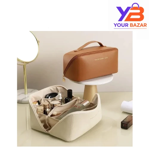 Leather Cosmetic Organizer | Travel Makeup Storage Box